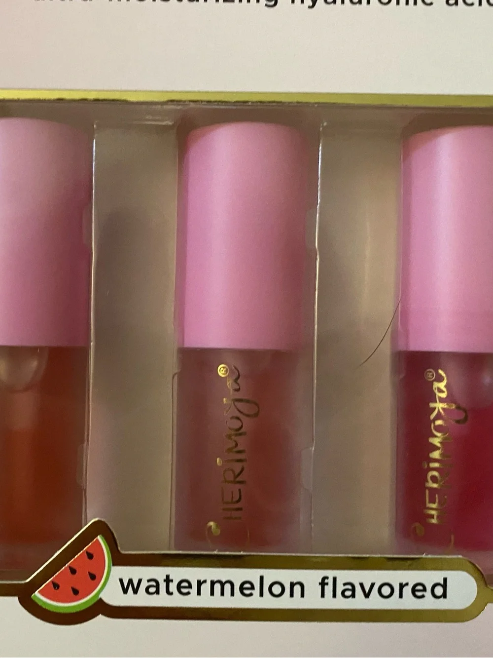 Max Makeup Lip Oil Trio - Watermelon Flavored (Rosé Glow, Ruby Shine, Candy Sky